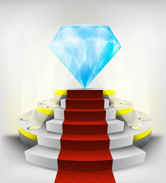 Gros diamant sur le podium rond — Image vectorielle