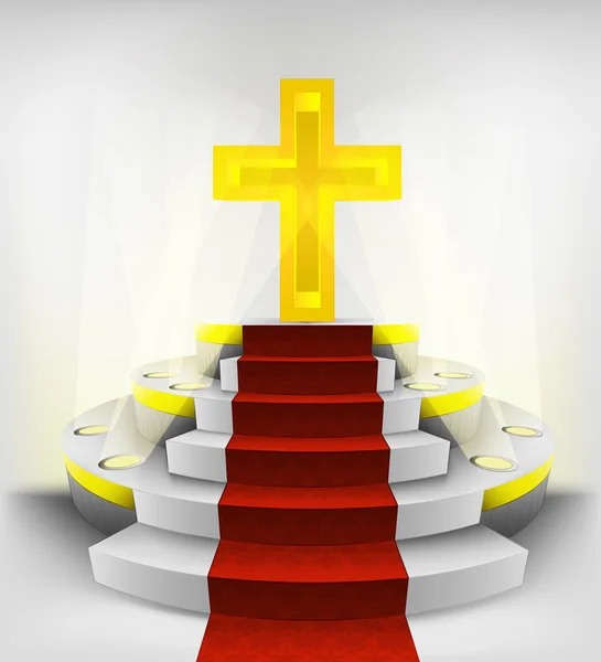 Holy on round illuminated podium — Stock Vector