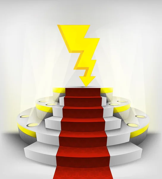 Lightning strike on round podium — Stock Vector