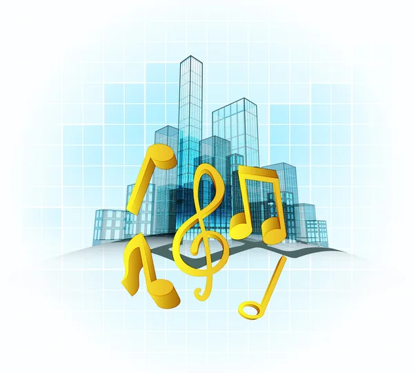 Music of future in modern office city — Stock Vector