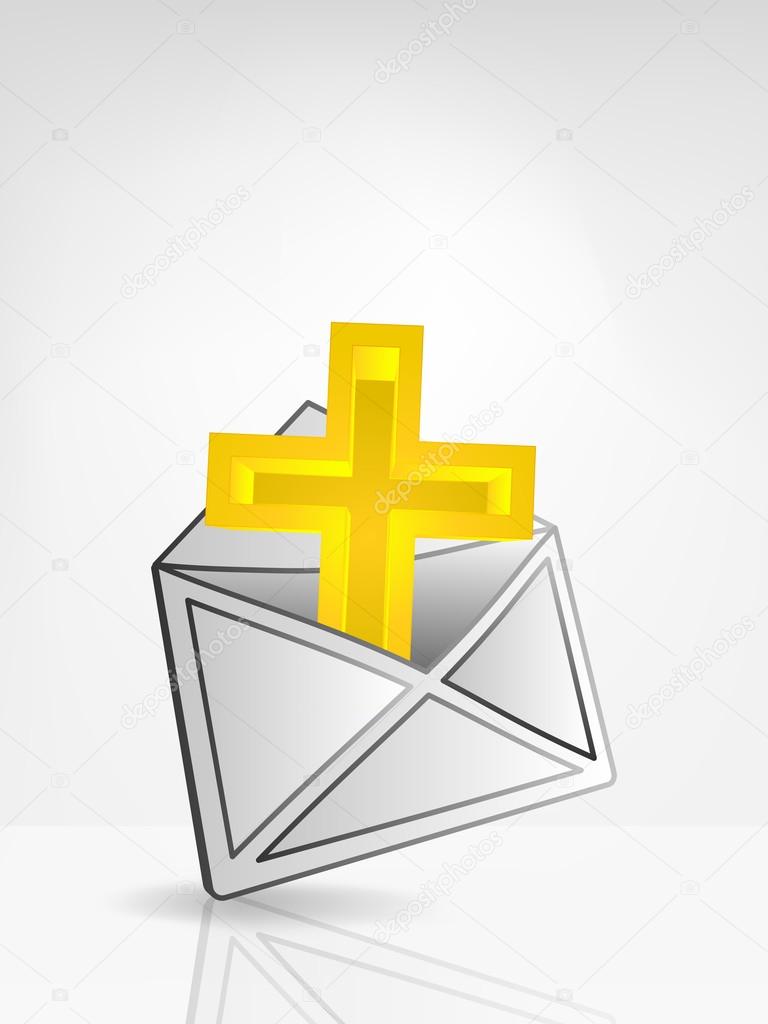 Golden cross in envelope