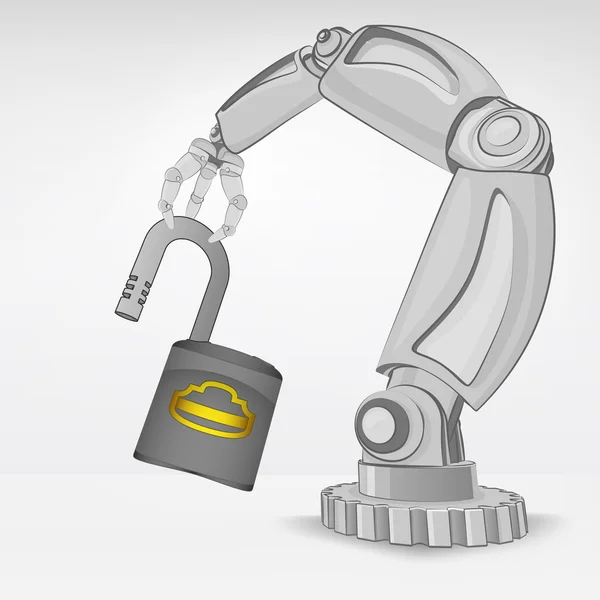 Poignée de cadenas ouverte par main robotisée automatisée — Image vectorielle