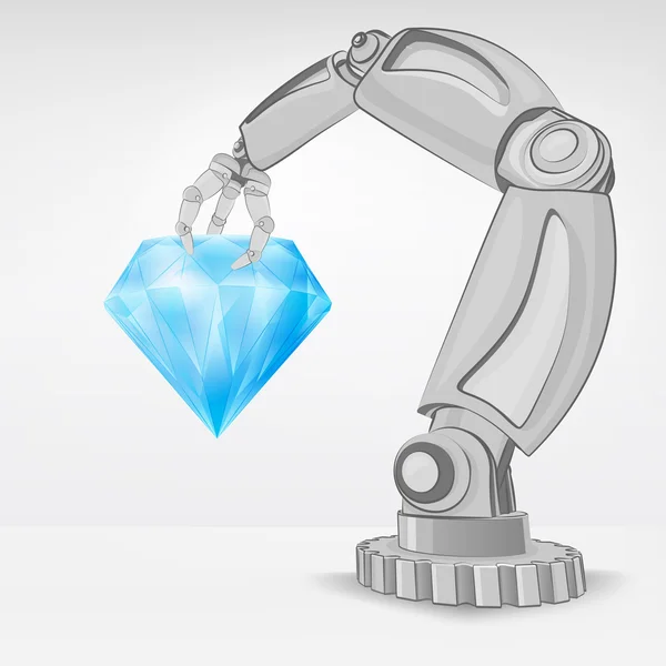 純粋なダイヤモンドは自動化されたロボットの手で保持します。 — ストックベクタ