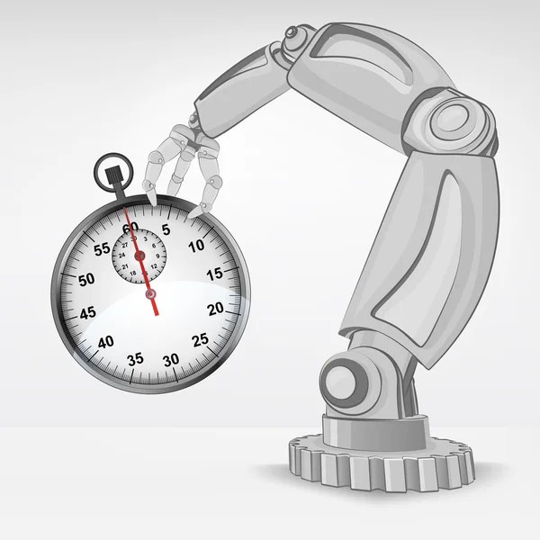 Chronomètre tenu par une main robotisée automatisée — Image vectorielle