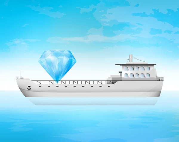 Grande carico di diamanti sul trasporto merci ponte — Vettoriale Stock