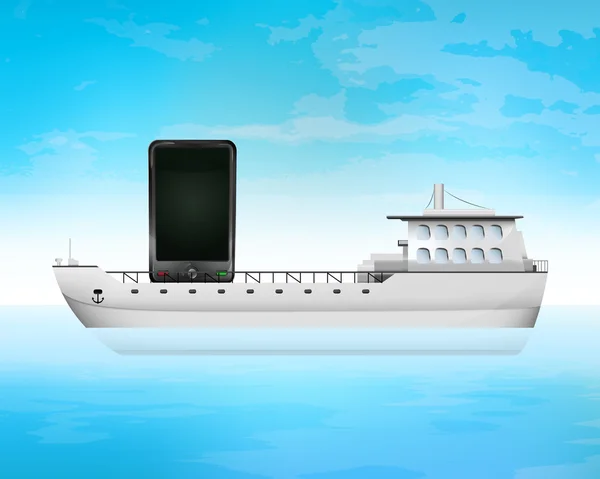 Новый смартфон на грузовом судне — стоковый вектор
