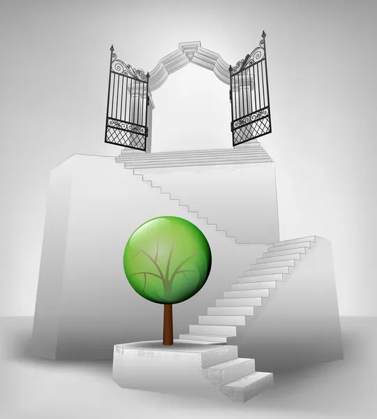 Tree on stairway — Stock Vector