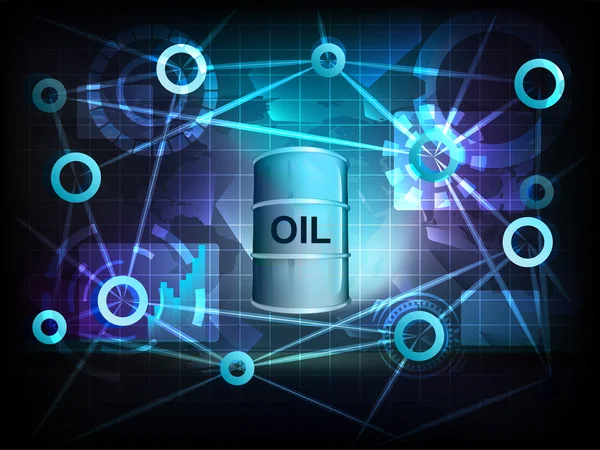 Oil barrel in business world transfer network — Stock Vector