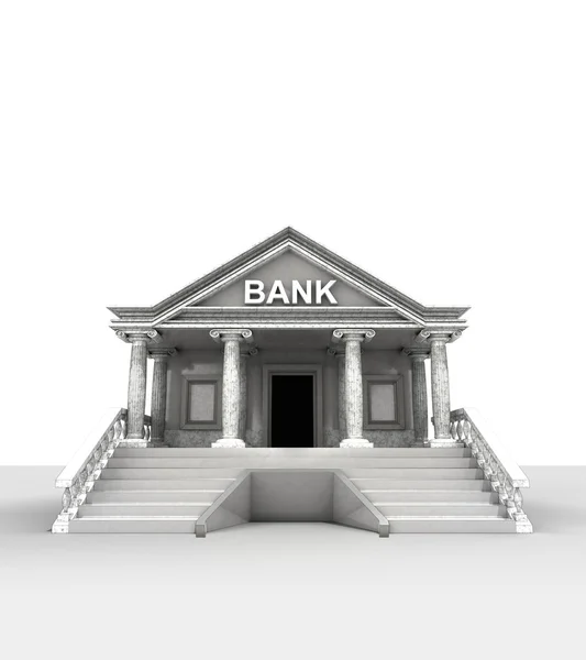 Bankgebäude isoliert auf weiß im klassischen Stil rendern — Stockfoto