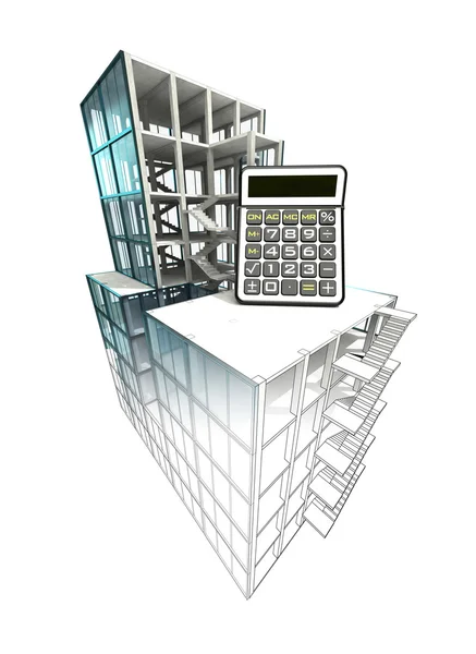 Calculation concept of architectural building plan finishing — Stock Photo, Image