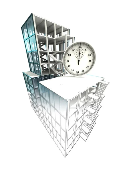 時間管理建築建物の仕上げの計画の概念 — ストック写真