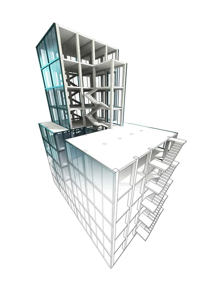 Efterbehandling begreppet arkitektoniska byggnad plan render — Stockfoto