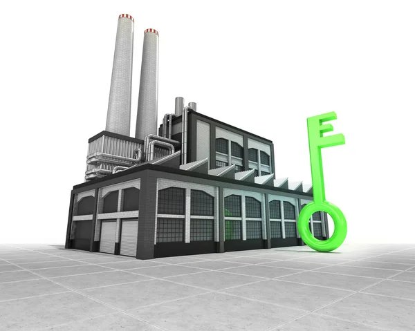 Chave verde como conceito de produção industrial da fábrica — Fotografia de Stock