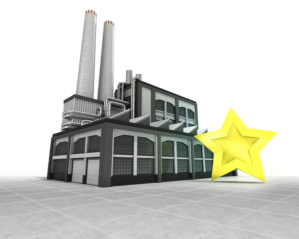 Estrela dourada como conceito de produção industrial de fábrica — Fotografia de Stock