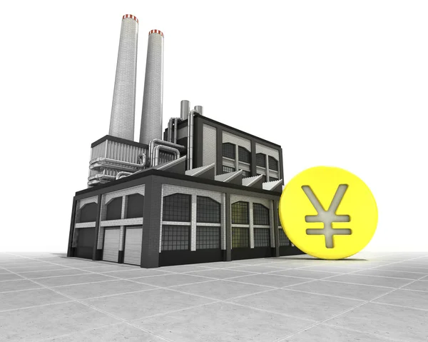 産業工場生産コンセプトとして黄金のフアン コイン — ストック写真