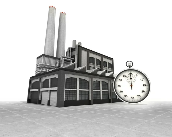 Cronômetro como conceito de produção industrial fábrica — Fotografia de Stock