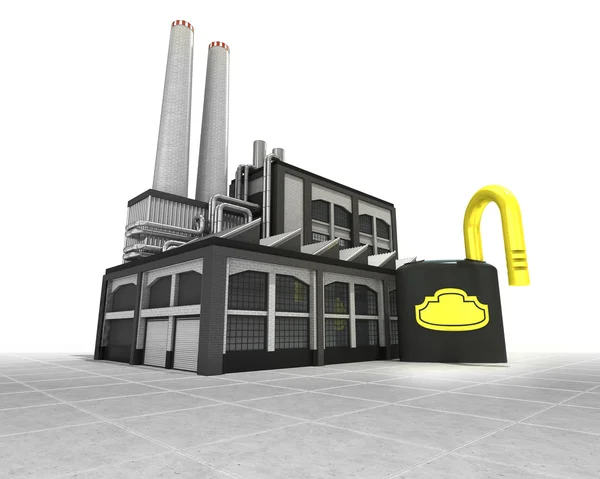 Hangslot openen als industriële fabriek productie concept — Stockfoto