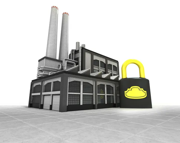 Sicherheitsschloss als industrielles Fabrikproduktionskonzept — Stockfoto