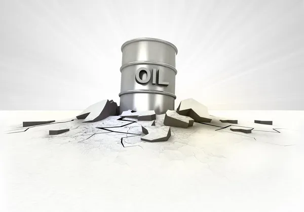 Olie vat geplakt in grond met flare concept — Stockfoto