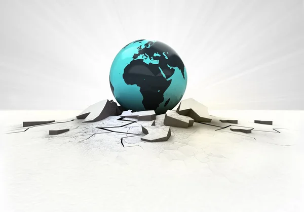 African earth globe stuck into ground with flare concept — Stock Photo, Image