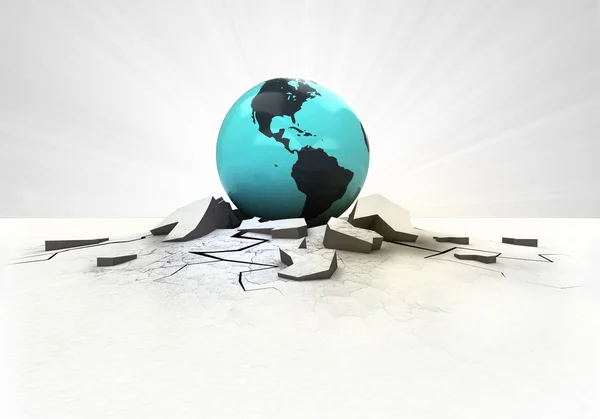 American earth globe stuck into ground with flare concept — Stock Photo, Image