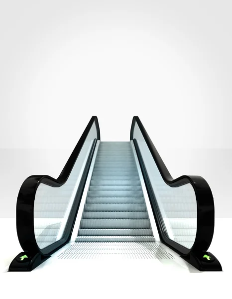 Escada rolante isolada vazia que conduz ao conceito ascendente — Fotografia de Stock