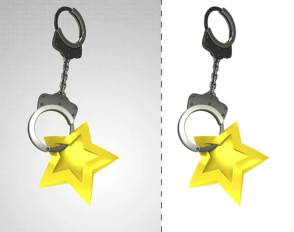 Golden star in chain as criminality concept double — Stock Photo, Image