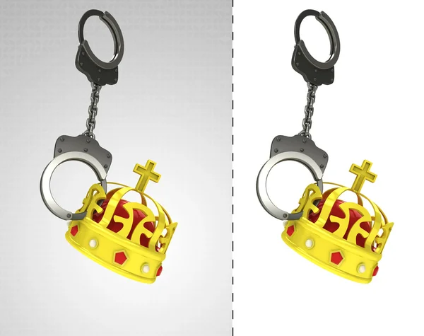 Royal crown in chain as criminality concept double — Stock Photo, Image