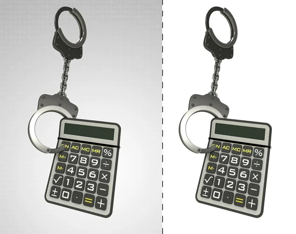 Calculadora de negocio en cadena como concepto de criminalidad doble —  Fotos de Stock