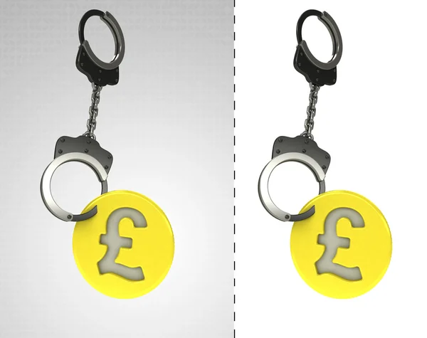 Golden Pound coin in chain as criminality concept double — Stock Photo, Image