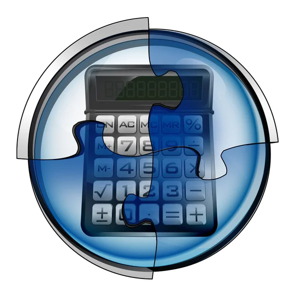Koneksi kalkulator bisnis dalam konsep jigsaw circular — Stok Foto