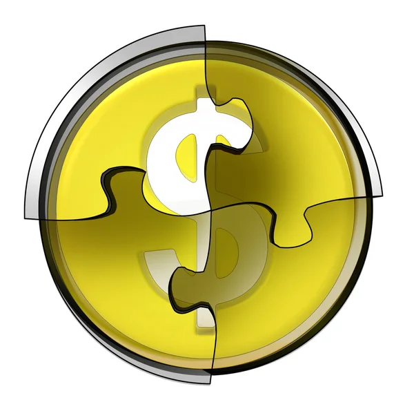 Golden Dollar coin connection in circular jigsaw concept — Stock Photo, Image