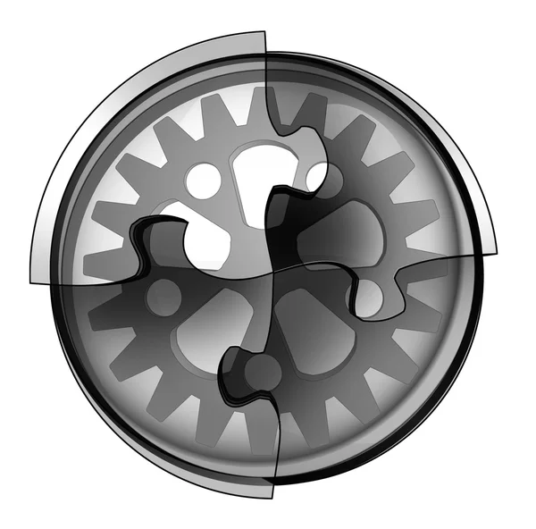 Industrial cogwheel connection in circular jigsaw concept — Stock Photo, Image