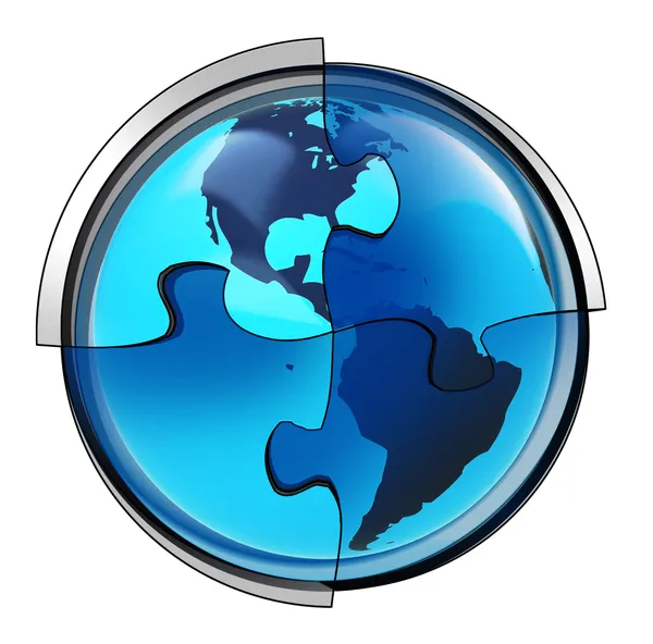 America earth globe connection in circular jigsaw concept — Stock Photo, Image