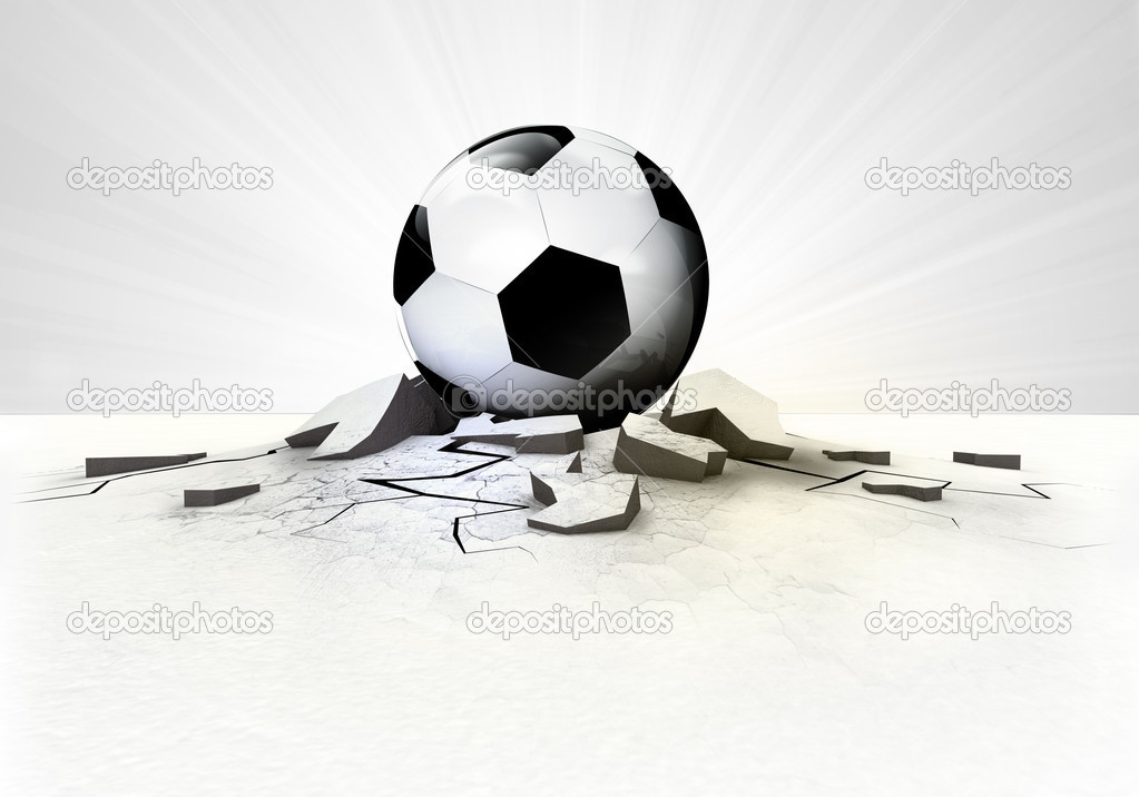 soccer ball strike into ground with flare concept
