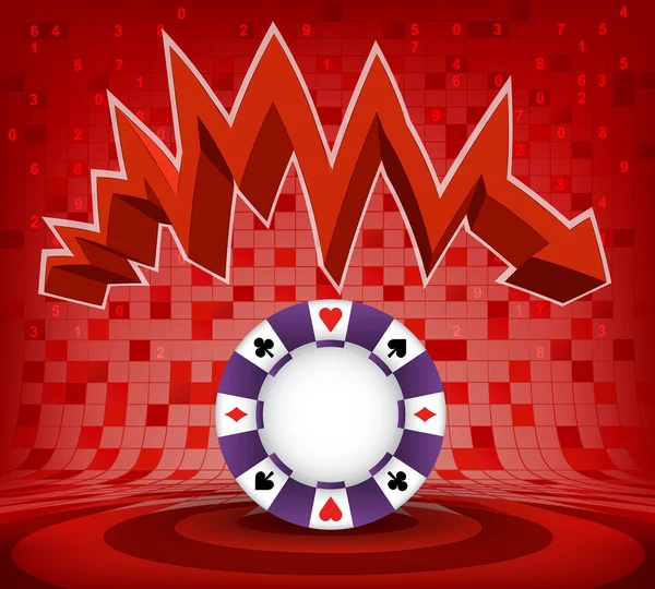 Poker chip under zig zag — Stock Vector