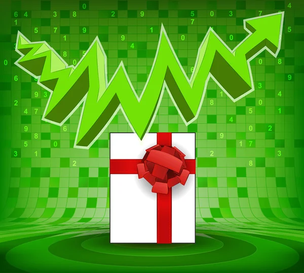 Regalo sorpresa bajo verde creciente zig zag flecha — Vector de stock