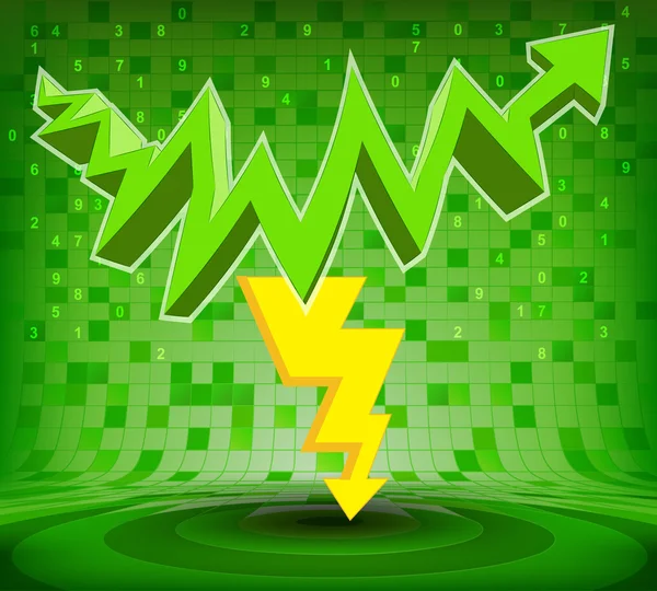 Strike under green rising zig zag arrow — Stock Vector