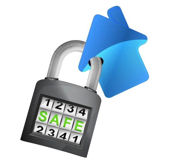House icon caught in padlock — Stock Vector