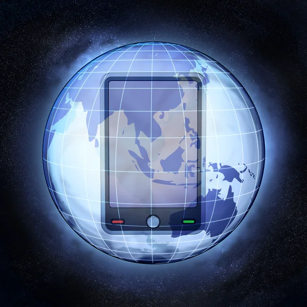 Telecommunications in Asia earth globe at cosmic view concept — Stock Photo, Image