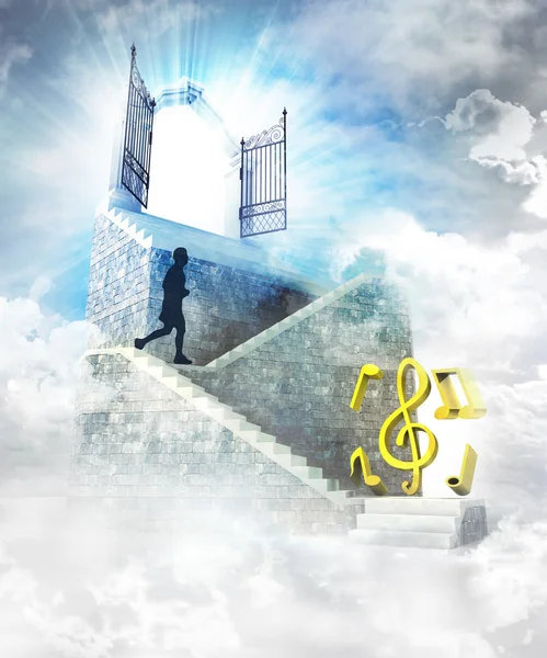 Holy music access on top with gate entrance — Stock Photo, Image