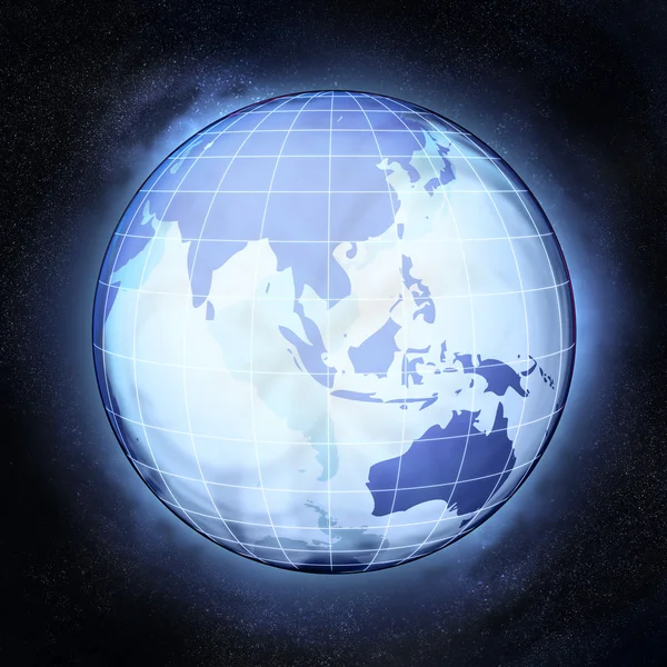 亚洲地球地球在宇宙的视图的概念 — 图库照片