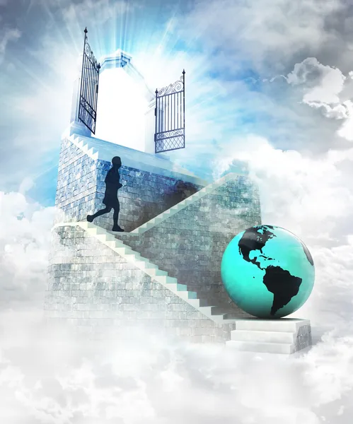 American world access on top with gate entrance — Stock Photo, Image
