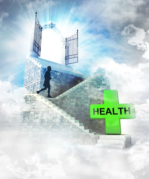 Health care access on top with gate entrance — Stock Photo, Image