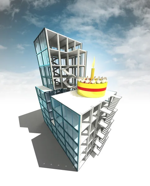 Festkonzept für architektonischen Bauplan mit Himmel — Stockfoto