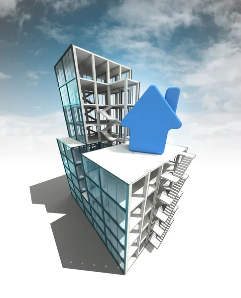 Concepto de vivienda de edificio arquitectónico con cielo —  Fotos de Stock