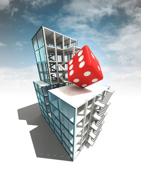 Lucky concept of architectural building plan with sky — Stock Photo, Image