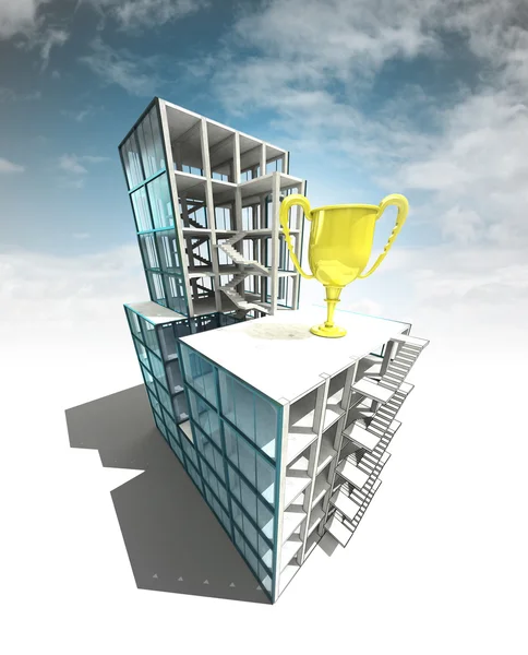 Koncepcja konkurencja planu architektonicznego budynku z nieba — Zdjęcie stockowe
