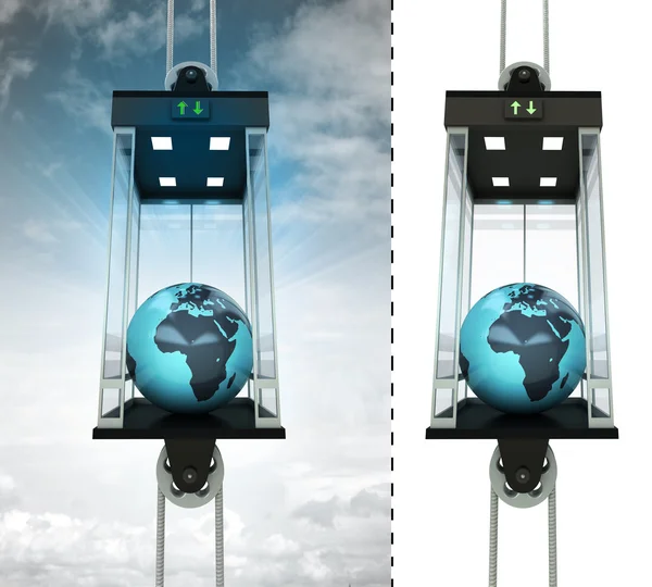 Afrika earth globe in concept van de elevator van de hemel — Stockfoto