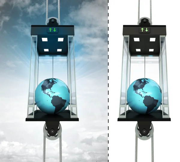 Amerika Erde Globus im Sky Elevator Konzept — Stockfoto